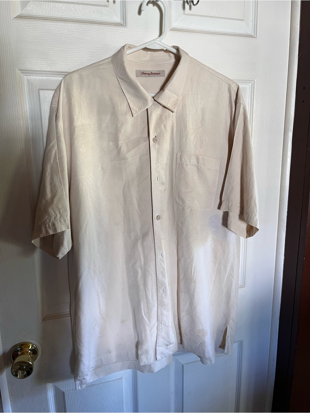 Tommy Bahama Light Beige Short-Sleeve Button-Down Shirt